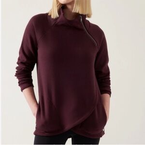 Athleta | Cozy Karma Asym Pullover | Spiced Cabernet | Size S